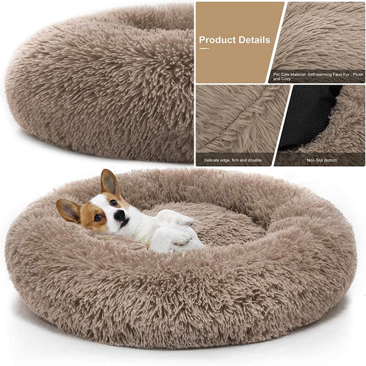 Pet Dog Bed Comfortable Donut Cuddler for Small Breeds